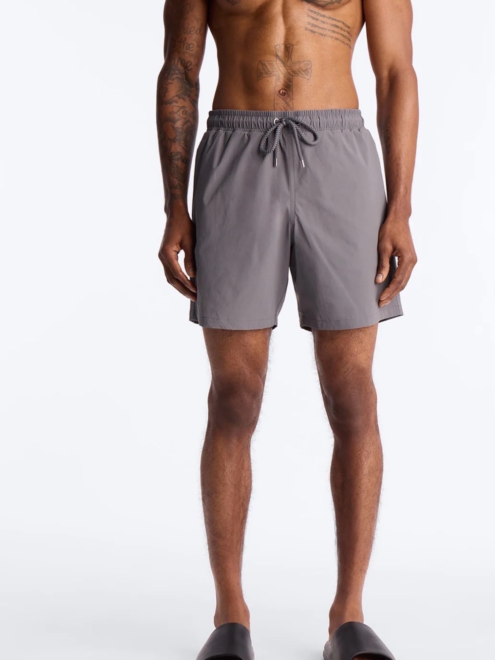 Fashion Nova Men's Grey Elastic Waist Swim Trunks